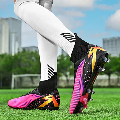 Chaussures de football pour hommes, chaussures de sport, chaussures de futsal à tige haute, chaussures de football de haute qualité pour l'intérieur, antidérapantes, pour l'entraînement en extérieur, crampons ultra-lég