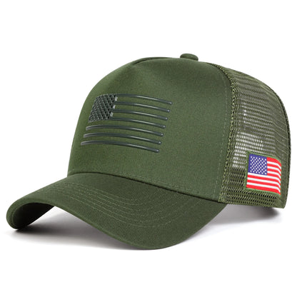 Unisex American Flag Embroidery Baseball Net Caps Spring and Summer Outdoor Adjustable Casual Hats Sunscreen Hat Sports Cap