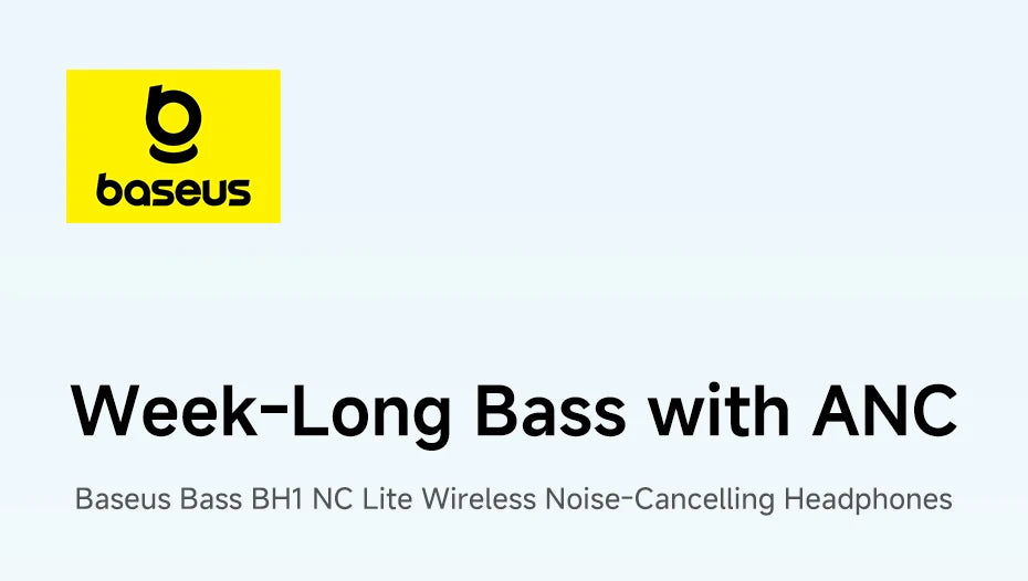 Baseus Bass EH10 NC Noise Cancelling Wireless Headphones Bluetooth 6.0 Over Ear Headset with 45dB ANC, 80H Battery, Hi-Res Audio & AI Calls