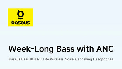 Baseus Bass EH10 NC Noise Cancelling Wireless Headphones Bluetooth 6.0 Over Ear Headset with 45dB ANC, 80H Battery, Hi-Res Audio & AI Calls