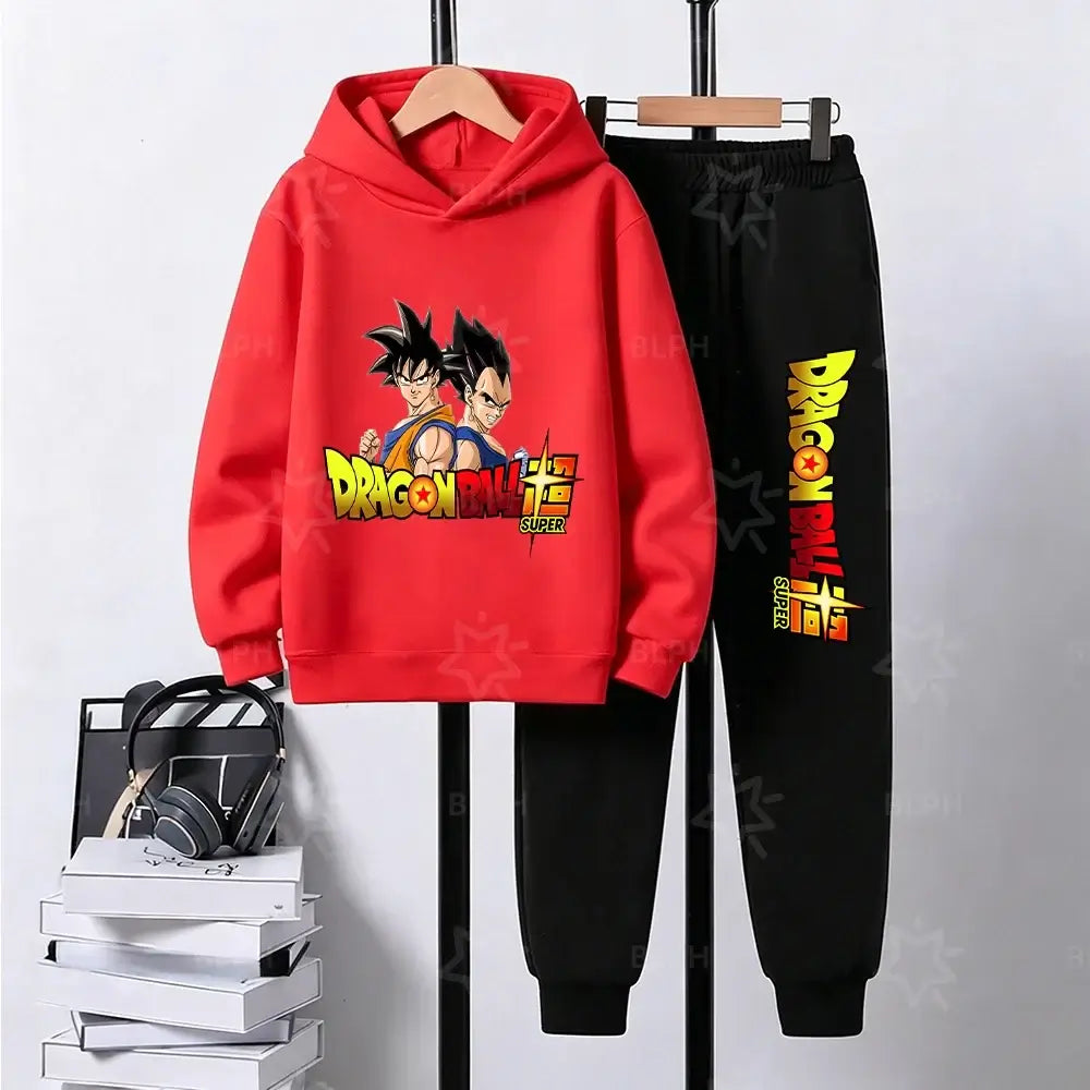 Dragon Ball Super Son Goku Printed Hooded Sweatshirt Suit Casual Loose Anime Streetwear Hoodie Pants 2 Piece Set for Men Boys, produit gaming premium Fraquane