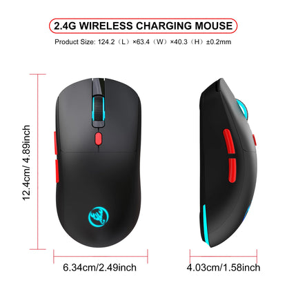 2.4G Wireless Rechargeable Mouse with RGB Lighting, 3600 DPI Ergonomic Silent Wireless Mouse for Laptop, PC, Office & Gaming