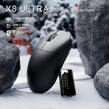 ATTACK SHARK X8 Ultra 8KHz Wireless Gaming Mouse, 55g Superlight Gaming Mouse, PAW3950MAX Sensor, 42,000 DPI, Tri-Mode Bluetooth & USB Gaming Mouse