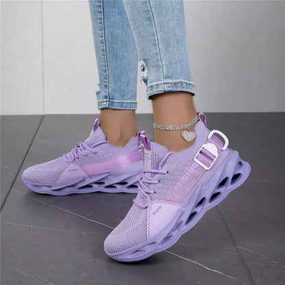 Modische lila Freizeit-Sneaker für Damen und Herren, Blade-Laufschuhe, große Größe 48, leichte, atmungsaktive Sportschuhe für Herren, Mesh-Sneaker