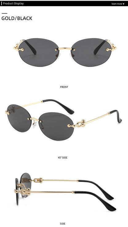 Oval Rimless Sunglasses High-End Casual and Luxurious Women's Borderless Sun Glasses Fashion and Personalized Sunglasses