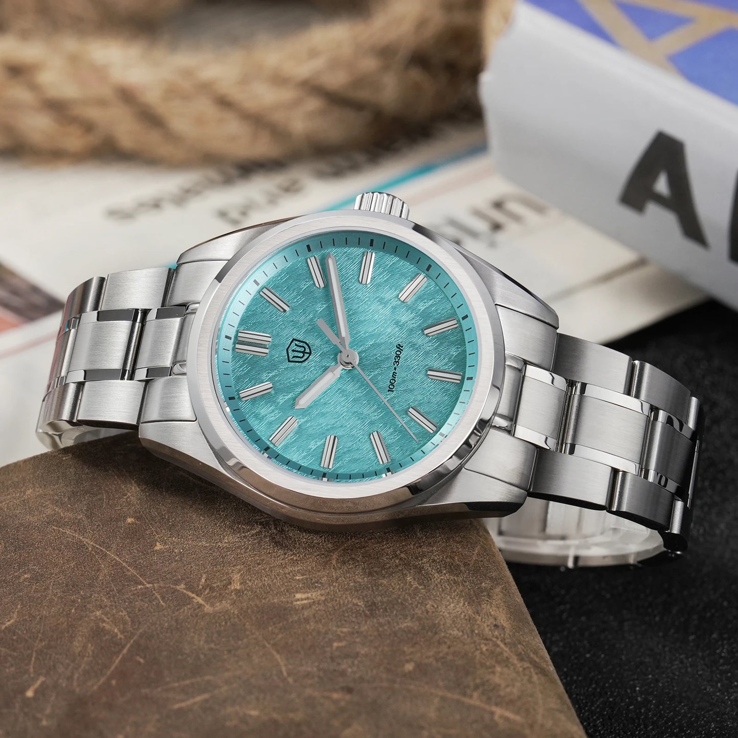 Watchdives New WD0003B Aventurine Dial Watch VH31 Quartz Movement Sapphire Crystal Luminous 100m Waterproof 36mm Vintage Watch