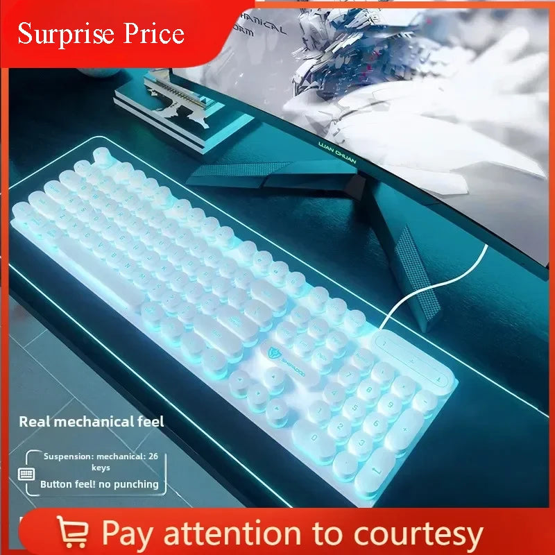 Mechanical Gaming Keyboard USB Wired 104-Key Gaming Keyboard for PC, Laptop & Desktop, Steampunk English Keyboard for Gaming, Office & Typing