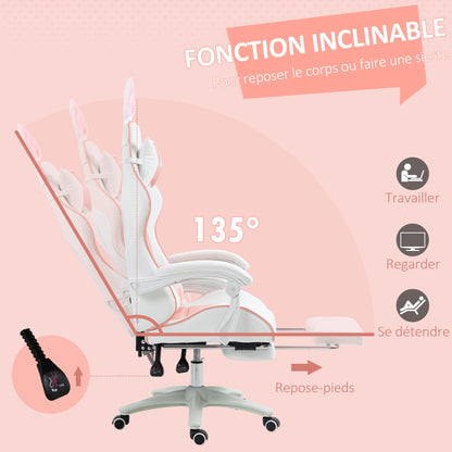Vinsetto Gaming Chair Ergonomic Gamer Armchair with Lumbar Support, Adjustable Height, Reclining Backrest, Footrest & Comfortable Desk Chair