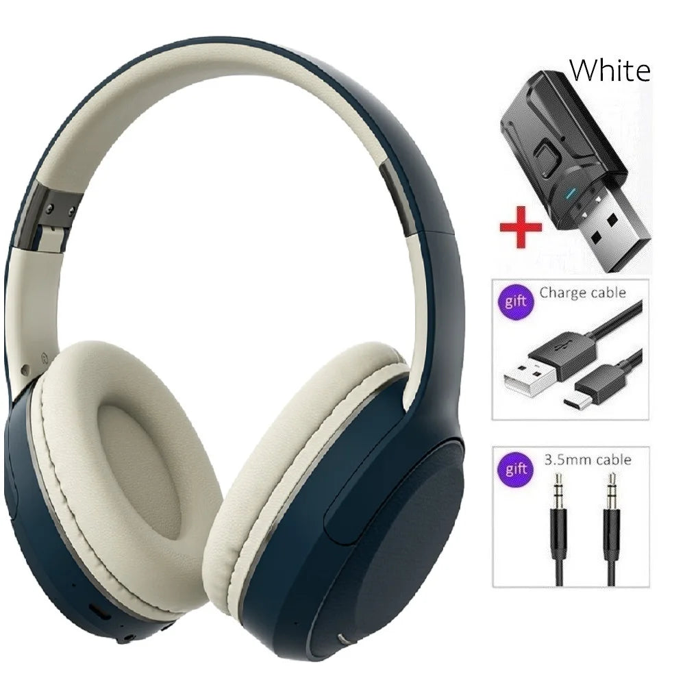 Wireless TV Headphones Bluetooth 5.0 with USB Adapter, Foldable Stereo Wireless TV Headphones with Mic for Samsung Smart TV, PC, Laptop & Music