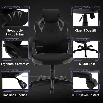 WOLTU Ergonomic Gaming Chair High Back Office Computer Chair with Adjustable Height, 360° Swivel, Reclining Tilt, Racing Style Executive Desk Chair