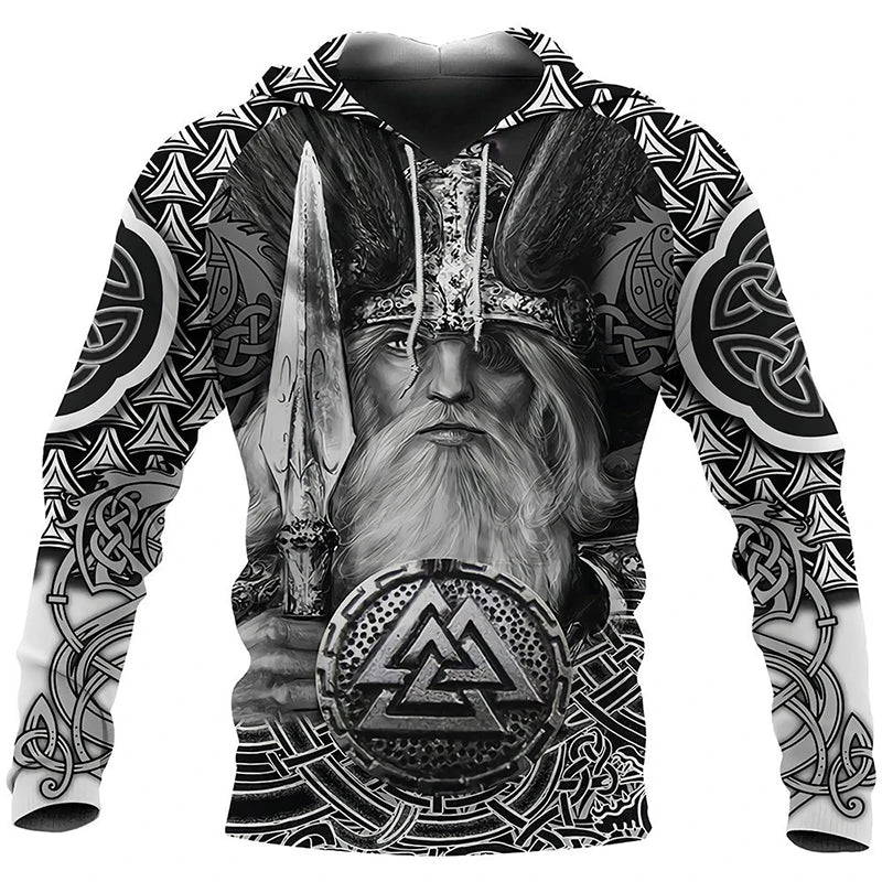 2024 Mens Hoodies Eagle Tattoo Pattern Vikings 3D Printed Fashion Casual Harajuku Hip Hop Autumn And Winter Oversized Sudaderas, Produit gaming premium Fraquane, équipement gamer