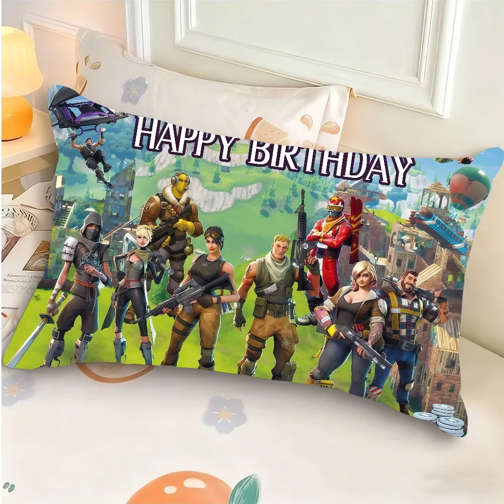 Capa de almofada Game F-FORTNITE COOL BRITHDAY retangular estampada para cama, sofá, quarto e decoração de casa