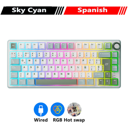 RK R75 Royal Kludge Wired Mechanical Keyboard 80 Keys 80% Gasket RGB Backlit Hot-swappable Gaming Keyboard with MDA PBT Keycaps