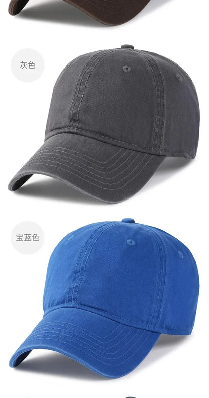 New Solid Color Big Size 63cm Soft Cotton Baseball Caps Men Classic Plus Snapback Cap Ladies High Quality Golf Sun Hat  59-62cm