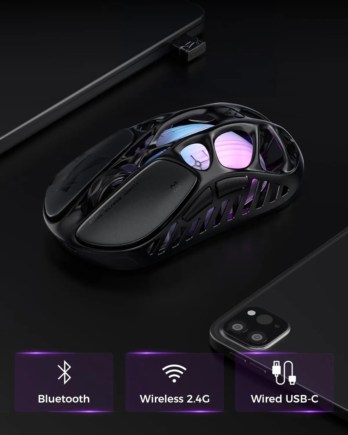 GravaStar Mercury X Ασύρματο Gaming Ποντίκι – Αισθητήρας PAW 3950 32,000 DPI, Ρυθμός Αναφοράς 1000Hz, Μόνο 49g, Κοίλο F από Κράμα Μαγνησίου