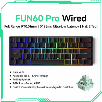 Akko MonsGeek FUN60 Magnetic Switch Mechanical Keyboard 60% Gaming Keyboard with Rapid Trigger 0.01mm, 8K Polling Rate, ARGB, Custom Mechanical Keyboard