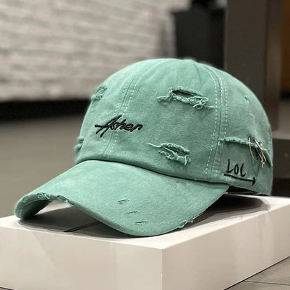 Unisex Asher-baseballpet met borduursel, opengewerkte ijzeren ring, verstelbaar, voor buiten, lente en herfst, casual, met zonbescherming