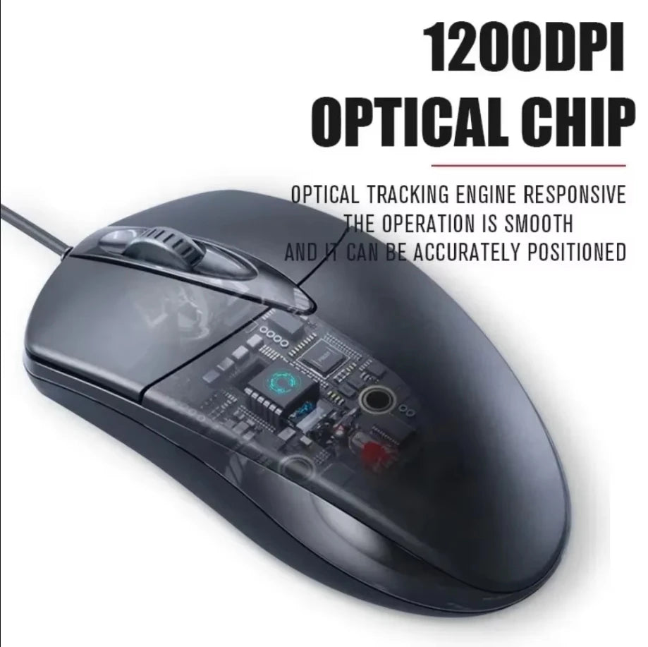 USB Optical Wired Mouse 1200 DPI, Ergonomic Computer Mouse for PC, Laptop & Desktop, Anti-Slip USB Wired Office & Gaming Mouse