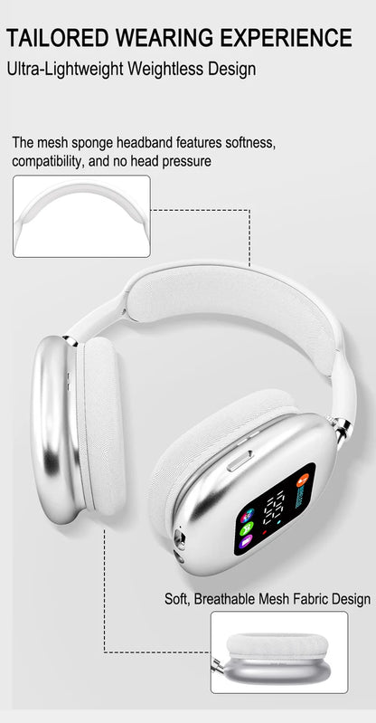 Wireless Bluetooth Headset with RGB Digital Display, Card Reader, Long Battery Life, HiFi Sound & Noise Reduction Earphones