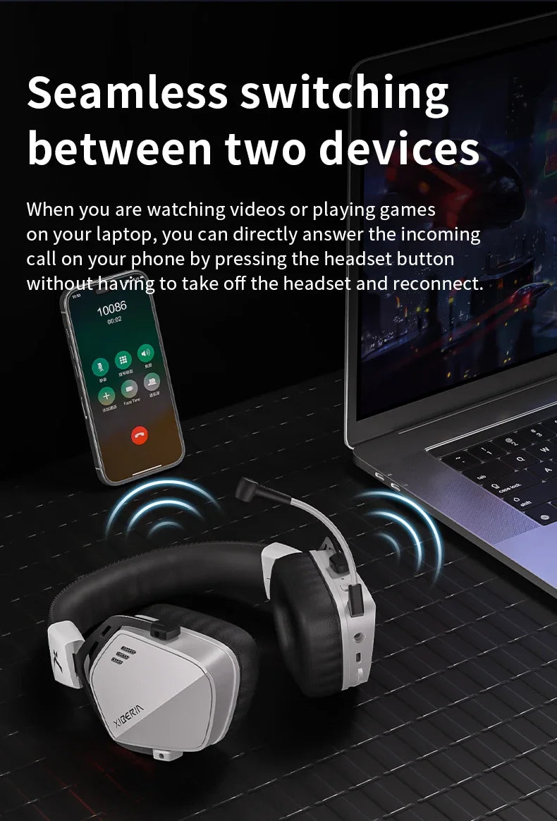 XIBERIA Wireless Gaming Headphones K03S Pro 7.1 Surround Sound Headset with Mic, Low Latency 2.4GHz Gamer Headphones, Long Battery Life Gaming Headset