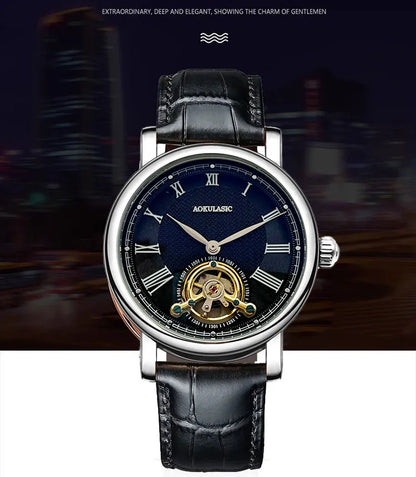 AOKULASIC Brand Men Mechanical Watch Fashion Luxury Business Tourbillion Wristwatch Male Waterproof Sport Automatic Casual Clock