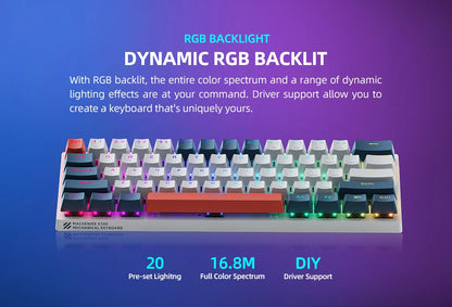 MACHENIKE K500-B61 Mini Mechanical Keyboard 60% Wired Gaming Keyboard, 61-Key Hot-Swappable RGB Backlit Mechanical Keyboard with PBT Keycaps