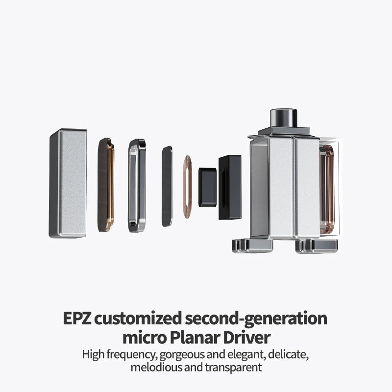 EPZ P50 Hybrid Driver HiFi IEM Earphones 1DD+2BA+2 Planar Drivers with 3.5mm/4.4mm Replaceable Plug & Silver-Plated Cable