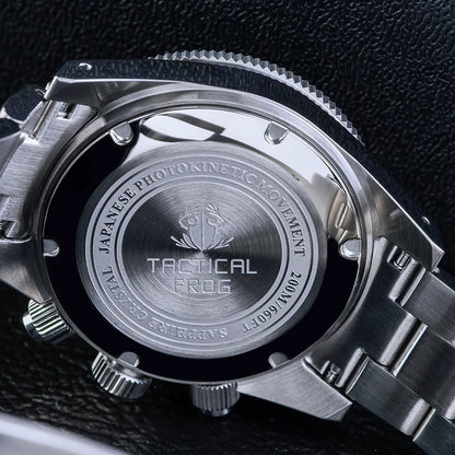 Tactical Frog V2 Solar Chronograph Men Watch Sapphire Crystal Mirror Ceramic Bezel VS75A Eco-Drive Quartz 20Bar Waterproof Watch
