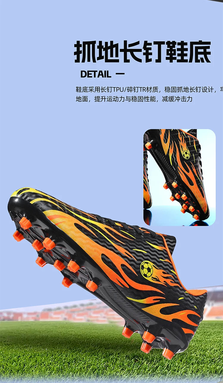 Chaussures de football professionnelles pour enfants, chaussures de foot pour hommes, basses, avec maintien de la cheville, sportives, pour jeunes, pour match et entraînement, antidérapantes, résistantes