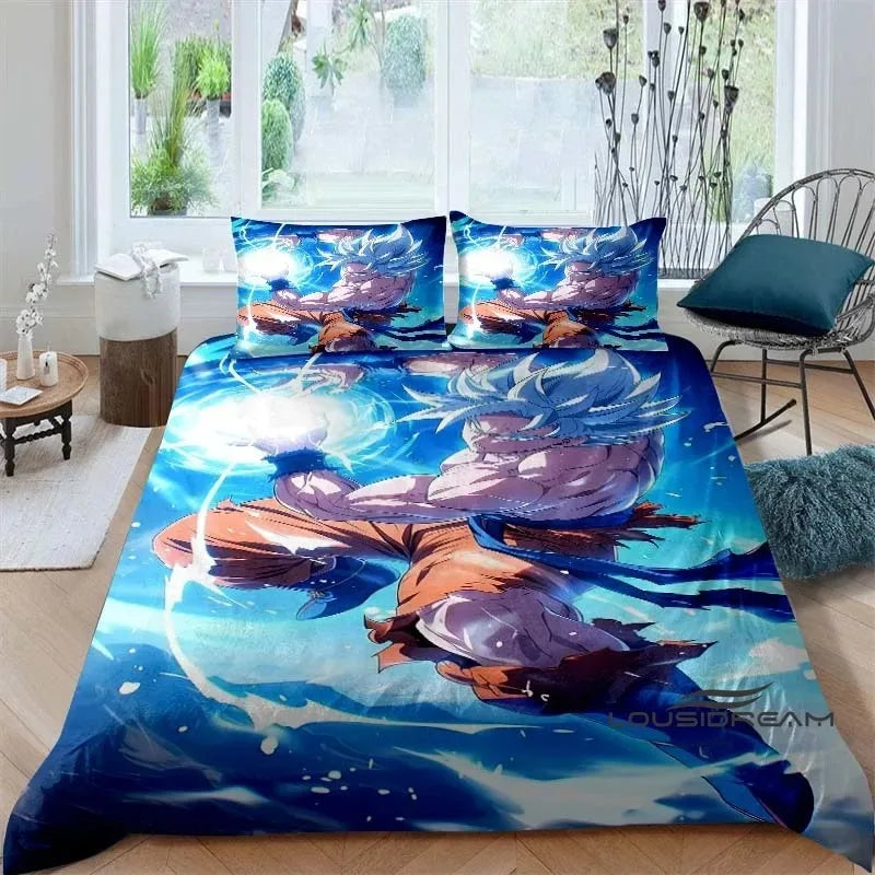 Posteljina s printom u temi crtića/animea Son Goku Dragon Ball: ovaj mekani i udobni set uključuje navlaku za poplun i jastučnicu
