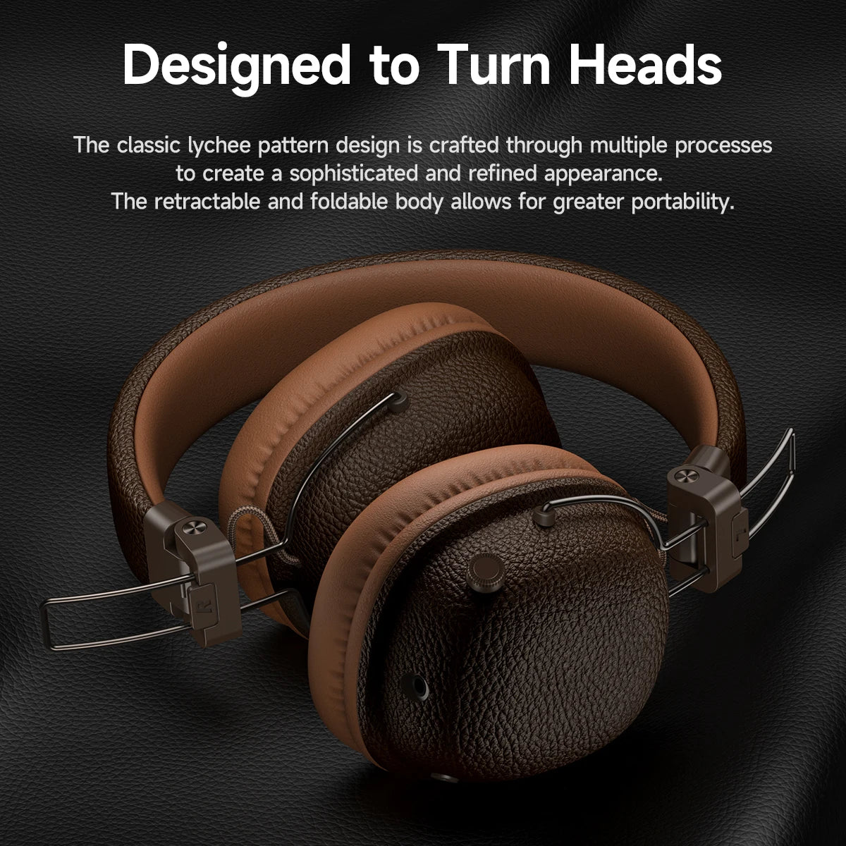 HOCO W64 Retro Bluetooth 5.4 Wireless Headphones with 40mm Deep Bass, PU Leather Over-Ear HiFi Music Headset for Sports & Travel