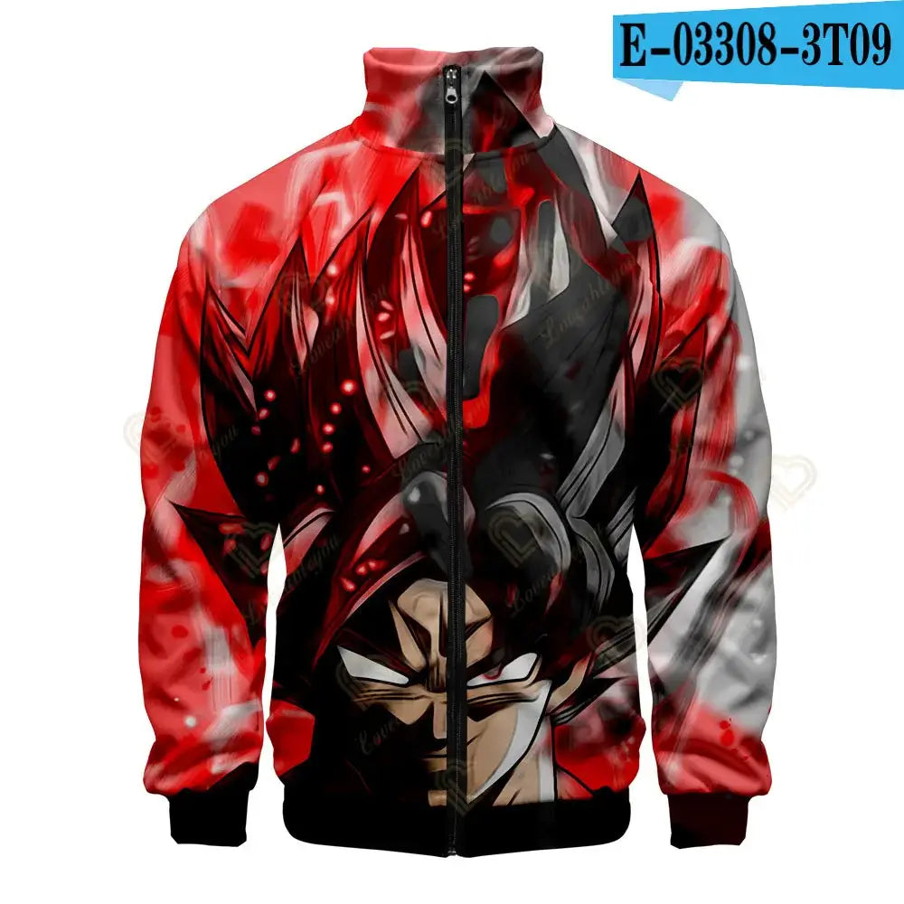 New Fashion Dragon Ball Print Stand Collar Zipper Hoodie Men Women Zipper Hoodies Jackets Long Sleeve Sport Hip Hop Sweatshirts, produit gaming premium Fraquane