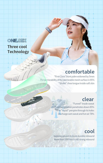 Baskets pour femme ONEMIX noires, chaussures de course respirantes pour femme, modèle de créateur, livraison gratuite, chaussures de sport roses à amorti