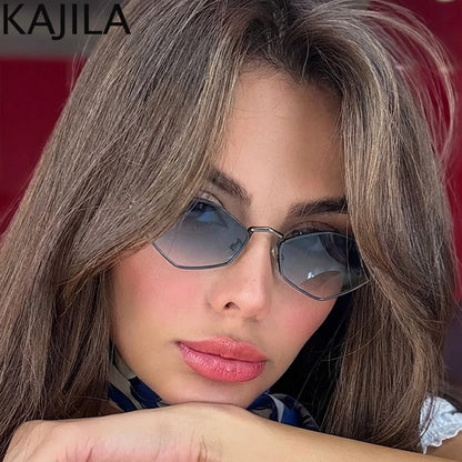 Small Frame Hexagon Punk Sunglasses Women 2026 Luxury Brand Polygon Sun Glasses For Ladies Classic Shades Cat Eye Eyewear