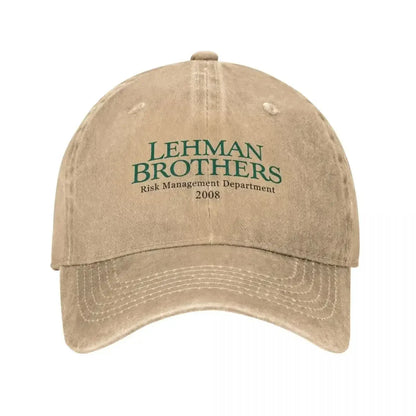 Retro Lehman Brothers Risk Management Department 2008 Trucker Hat Unisex Distressed Washed Headwear Outdoor Running Golf Cap Hat