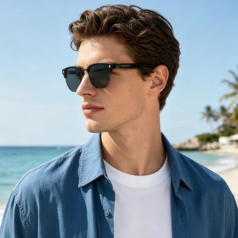 CLOUT GOGGLES Business Sunglasses Male Female Metal Polygon Rivet Half Frame Outdoor Driving Ultraviolet Protection Sun Glasses