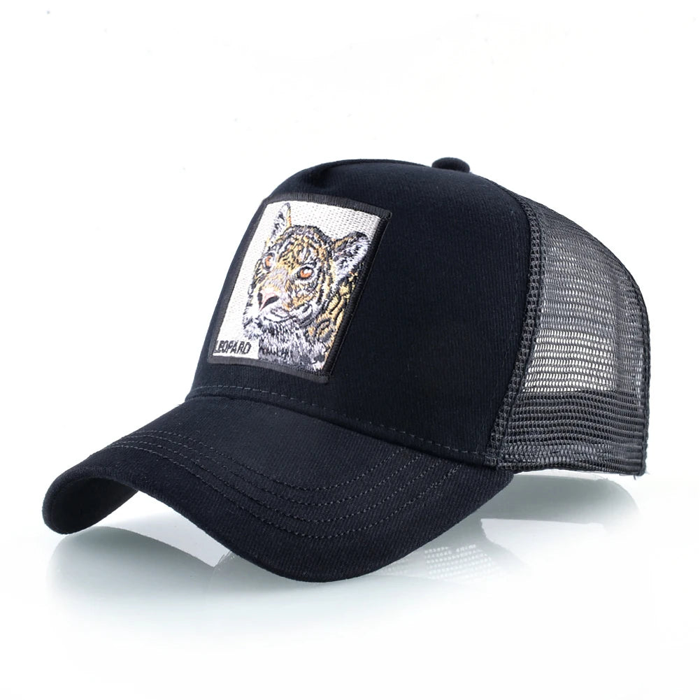 Gorras de camionero de moda con parche bordado de cabra. Gorra de béisbol Snapback «Four Seasons» para hombre y mujer, con visera ajustable.