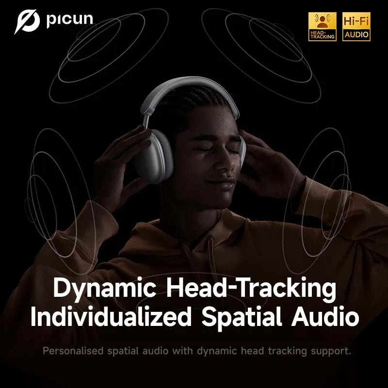 Picun F8MAX ANC Wireless Headphones 59dB Noise Cancelling Bluetooth 6.0 Over Ear Headset with Spatial Audio, 180H Battery Life & HiFi Sound