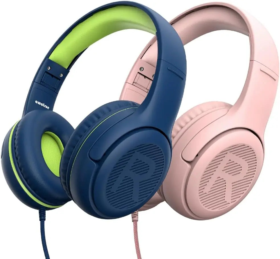 Awatrue Kids Headphones with Microphone, Safe Volume Limited Wired Kids Headphones for School, Toddler & Children, Comfortable Stereo Headset for Learning, Travel & Gaming