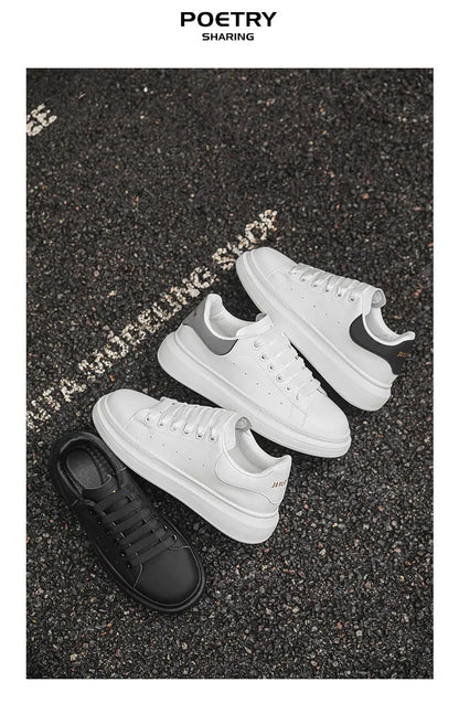 White Minimalist Sneakers For Men Comfy Leather Casual Sneakers Man Platform Skateboard Shoes Outdoor Low-cut Men's Sports Shoes