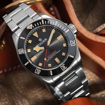 THORN 39mm Titanium Watch Men Homage Vintage PT5000 Movement Automatic Sapphire Crystal C3 Super Luminous 200M Waterproof Watch