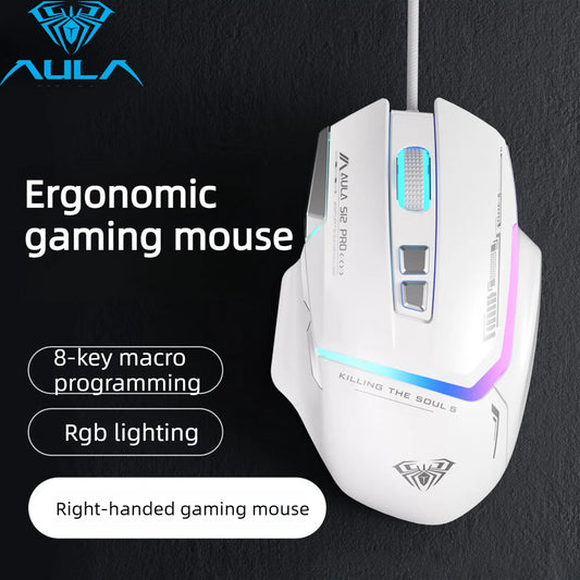 Προσφορά AULA S12 Pro Ενσύρματο Gaming Ποντίκι 12800 DPI με RGB Οπίσθιο Φωτισμό, 8 Προγραμματιζόμενα Κουμπιά, Εργονομικό Ποντίκι για Gaming σε PC και Laptop