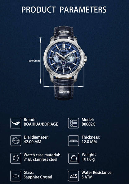BORIAGE(BOAIJIUA) Fully Automatic Mechanical Men's Watch Original Design Mechanical Watches  Waterproof Luminous Wristwatch