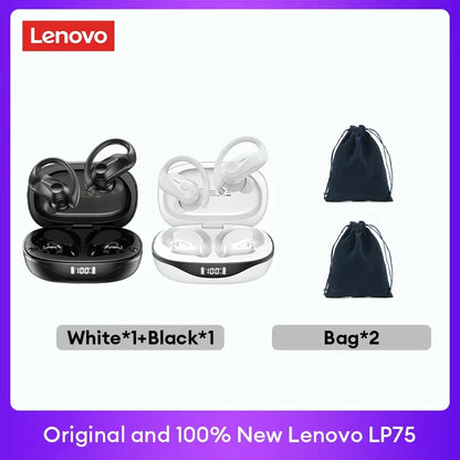 Lenovo LP75 TWS Bluetooth 5.3 Wireless Earphones – LED Display, Noise Reduction, Waterproof True Wireless Earbuds with Microphone & Deep Bass Sound
