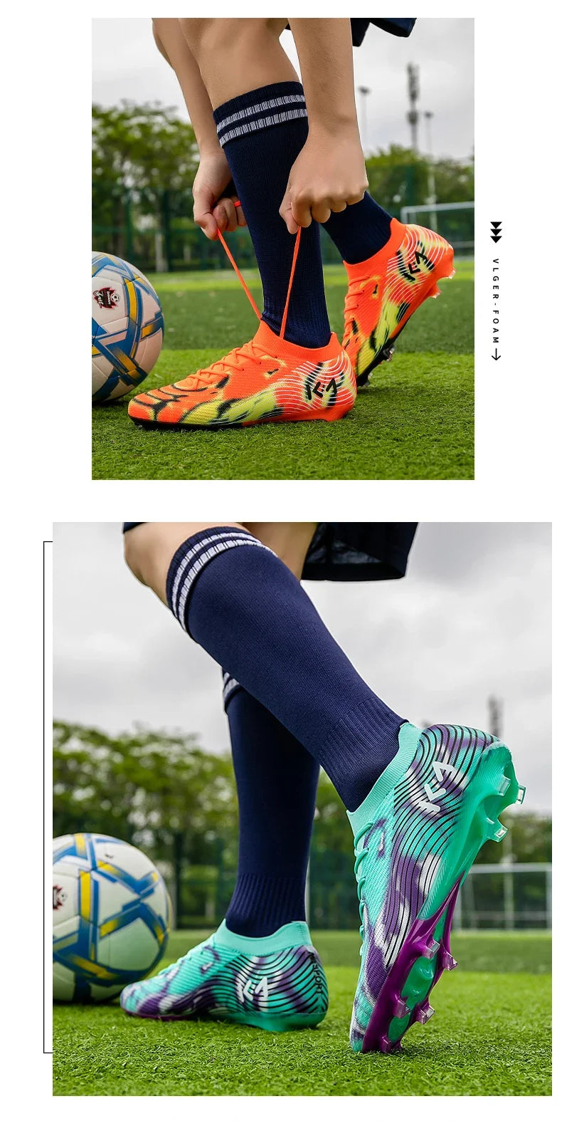 New Men's Soccer Shoes Match Outdoor Sneakers Grass Cleats Hot-selling Football Boots Non-Slip Boys High-quality High-top Light