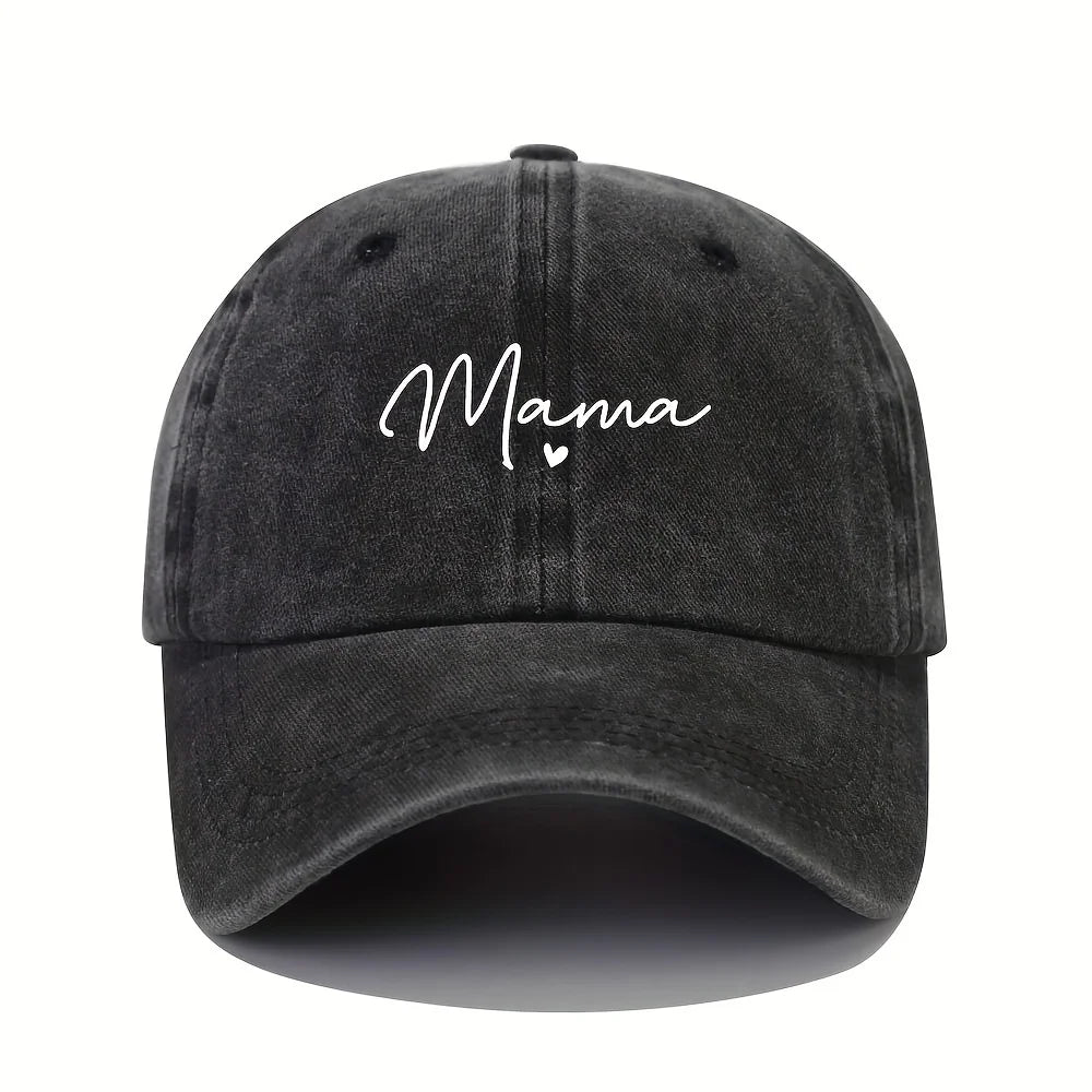 Mom loves patterned printed baseball caps, retro and fashionable women's casual washed dad hats, outdoor soft top sports hats