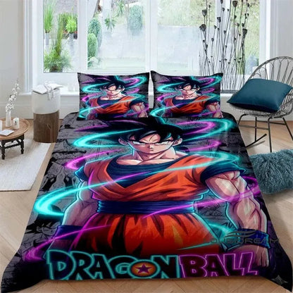 Posteljina s printom u temi crtića/animea Son Goku Dragon Ball: ovaj mekani i udobni set uključuje navlaku za poplun i jastučnicu