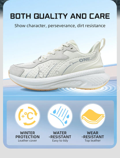 ONEMIX Scarpe da corsa invernali da allenamento per uomo Scarpe sportive in pelle calde e resistenti all’usura Scarpe da jogging da donna Scarpe da passeggio