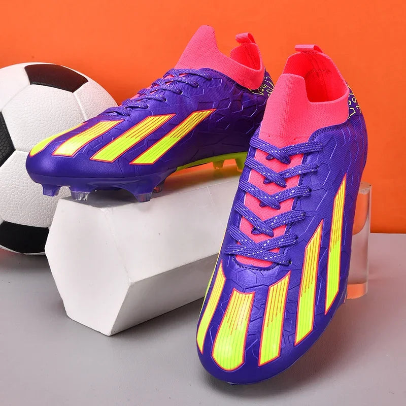 Scarpe da calcio professionali da uomo alla caviglia per erba, unisex, con tacchetti lunghi FG, scarpe da calcio Chuteira Society