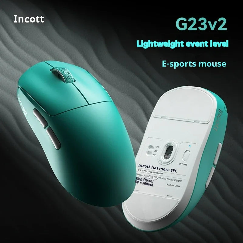 Incott G23 V2 Wireless Gaming Mouse PAW3395, 47g Lightweight Gaming Mouse, 3-Mode Bluetooth & 2.4GHz, 8000Hz Polling Rate, Ultra-Low Latency Esports Mouse